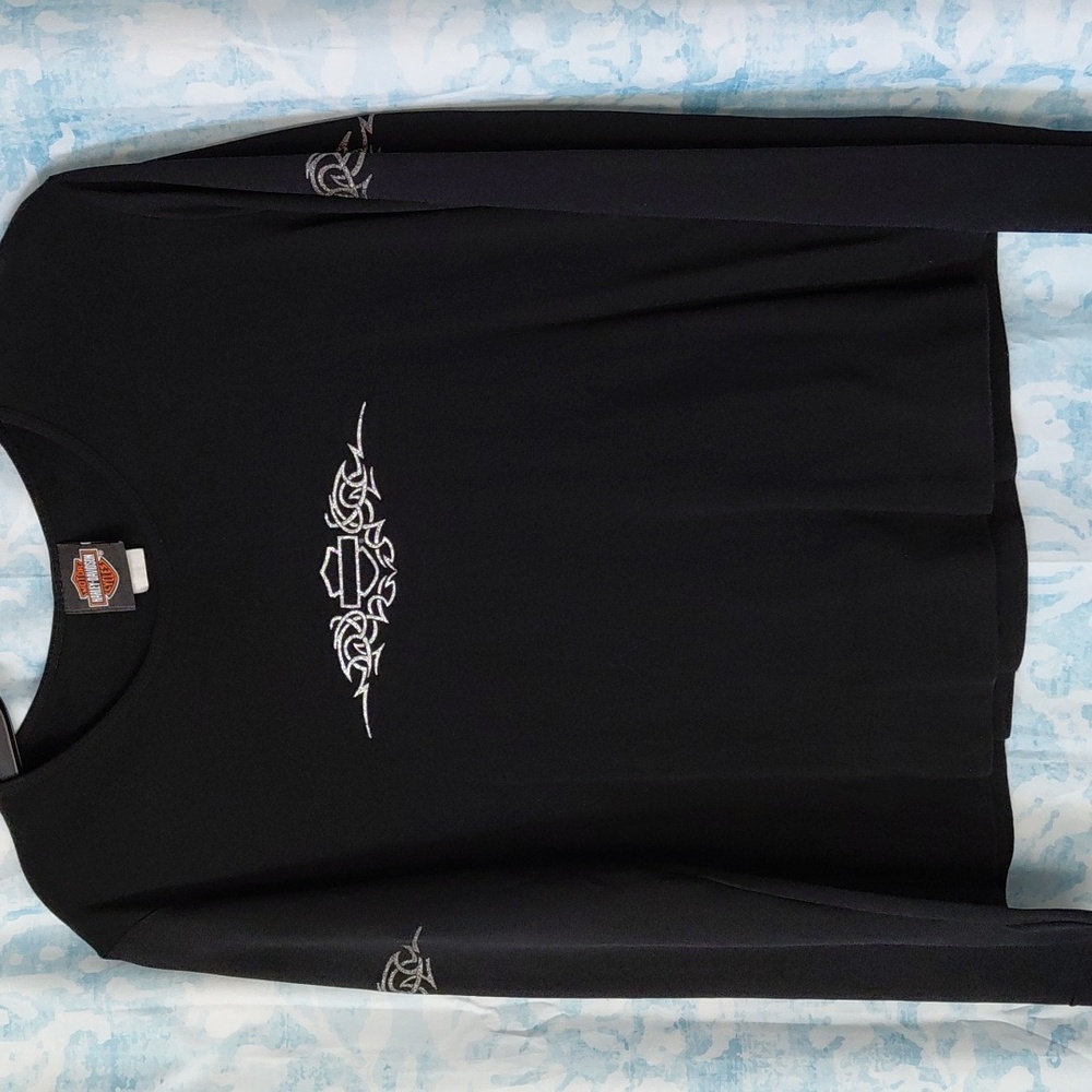 Harley-Davidson Black Tee with Silver Logo - Picture 2 of 6